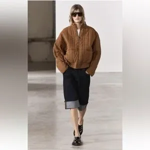 ★ZARA★ WASHED-EFFECT PADDED JACKET Zara Washed Effect Quilted Anorak Puffer Taupe Brown Jacket